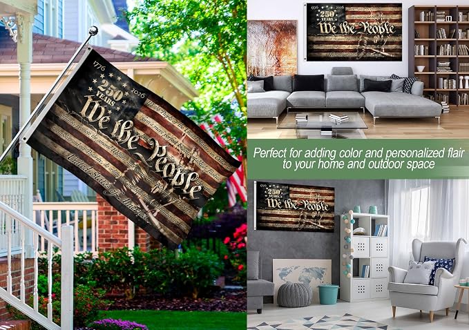 250 Years Of Freedom Flag 3x5 Ft, We The People Banner, 250th Anniversary Banner, 250 Anniversary Usa Flag With Brass Grommets, 4th Of July Decorations Outdoor, Front & Back Printed 3