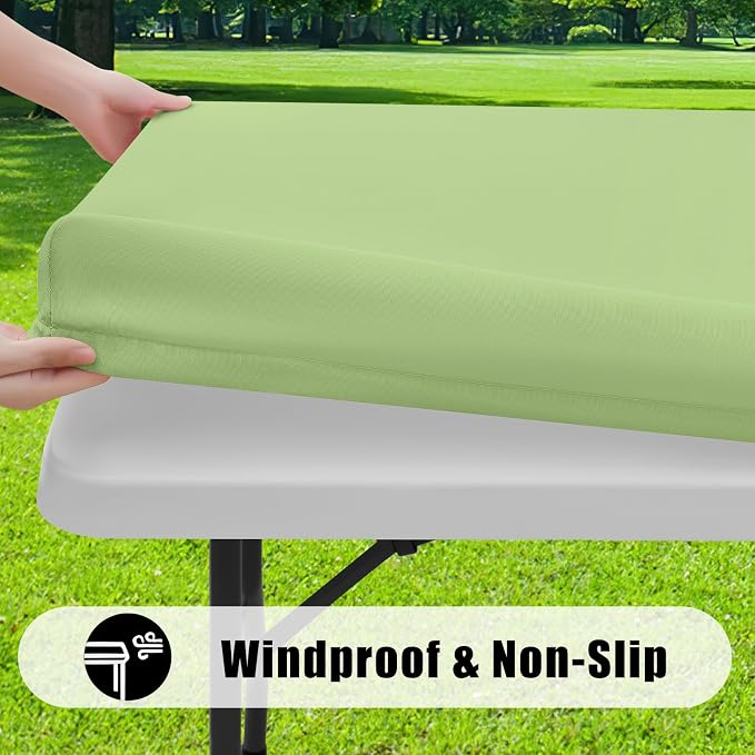 Smiry 6 Pack Rectangle Picnic Table Cloth, Waterproof Elastic Fitted Tablecloths, Washable Polyester Rectangular Patio Table Cover for Camping, Indoor and Outdoor (Sage Green, 30"x72")