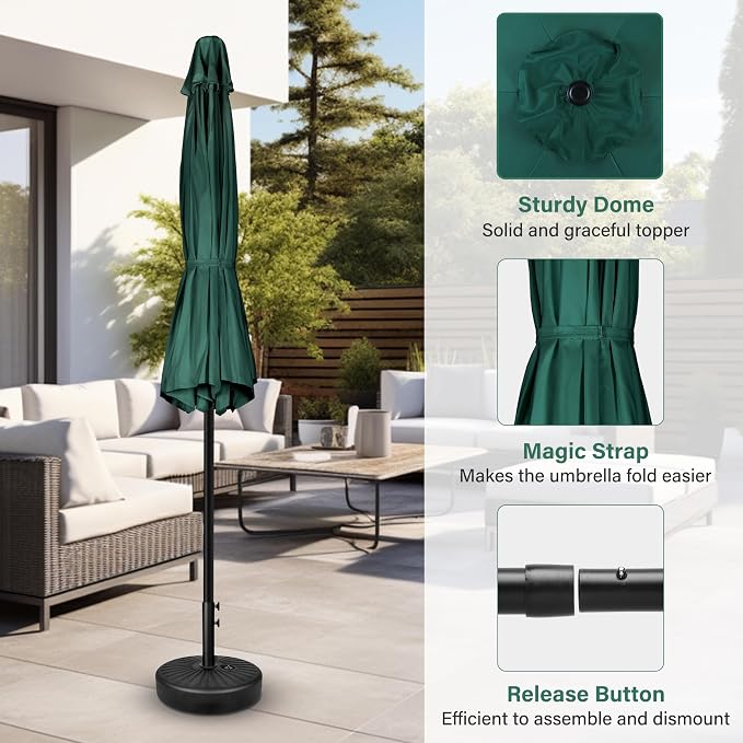 Simple Deluxe 2 Pack 7.5' Patio Umbrella Outdoor Table Market Yard Umbrella with 6 Sturdy Ribs for Backyard, Pool, Garden, Deck, Green