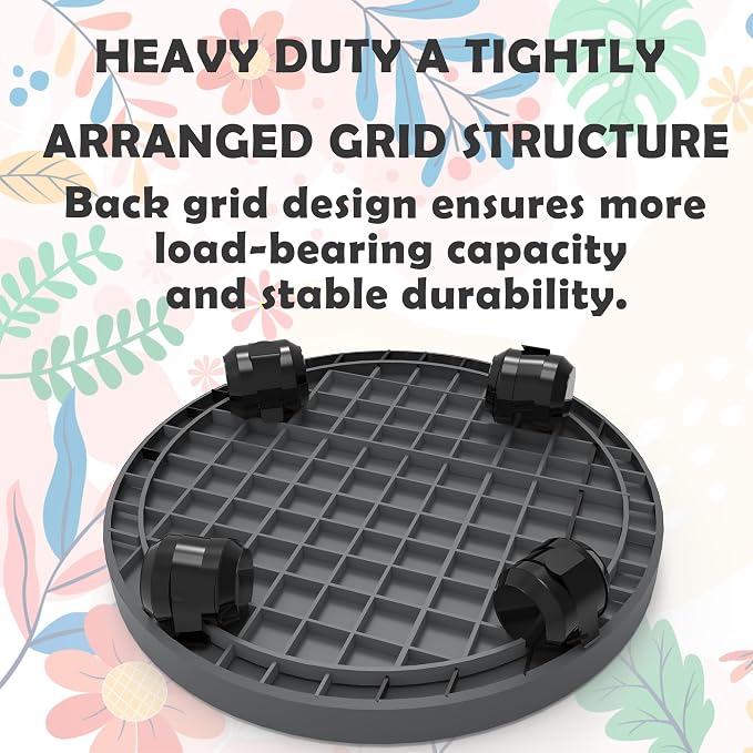 WanderingDonkey 2 Pack of 9.8 Inch Heavy Duty Plant Caddy with Wheels,Rolling Plant Stand Pot Trolley, Potted Flower Mover Dolly with Casters Round Coaster for Indoor Outdoor, Brown