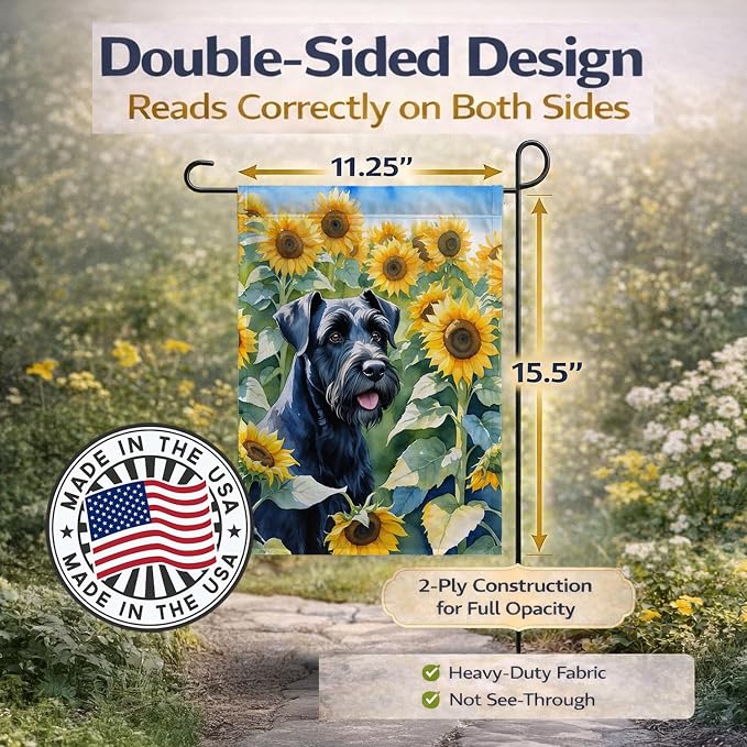 Caroline's Treasures DAC6087GF Giant Schnauzer in Sunflowers Garden Flag Mailbox Flag Decorative Yard Flag Banner Outside Patio Artwork Yard Flower Beds, Garden Size, Multicolor
