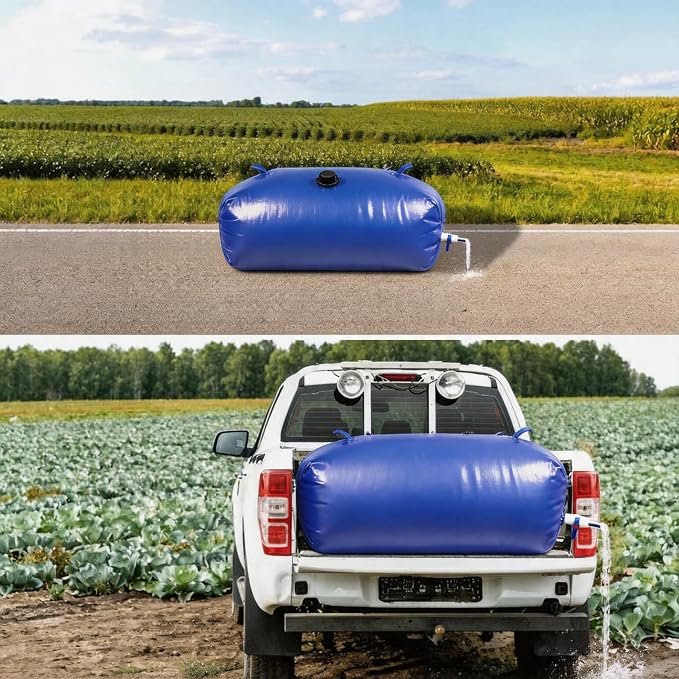 Water Storage Bladder Portable Heavy-Duty - 142Gal/540L with Stainless Steel Fittings, Leak-Proof & Durable – Portable Tank for Emergency, Farming, Irrigation Use（Glossy Surface）