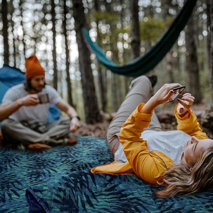 Large Waterproof Outdoor Blanket Thick Fleece 80" x 58" | Windproof Stadium Blanket, Wearable Poncho, Machine Washable for Camping, Car, Pet, Picnics - Jungle