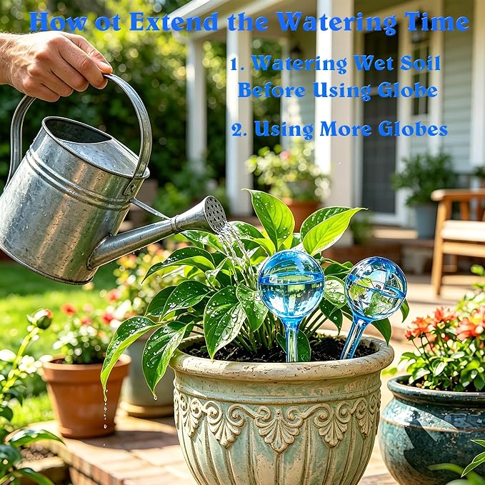 MOONSOUND 12pcs Plant Watering Globes - Automatic Plant Watering Bulbs for Indoor & Outdoor Potted Plants, Durable Plastic Garden Watering Devices