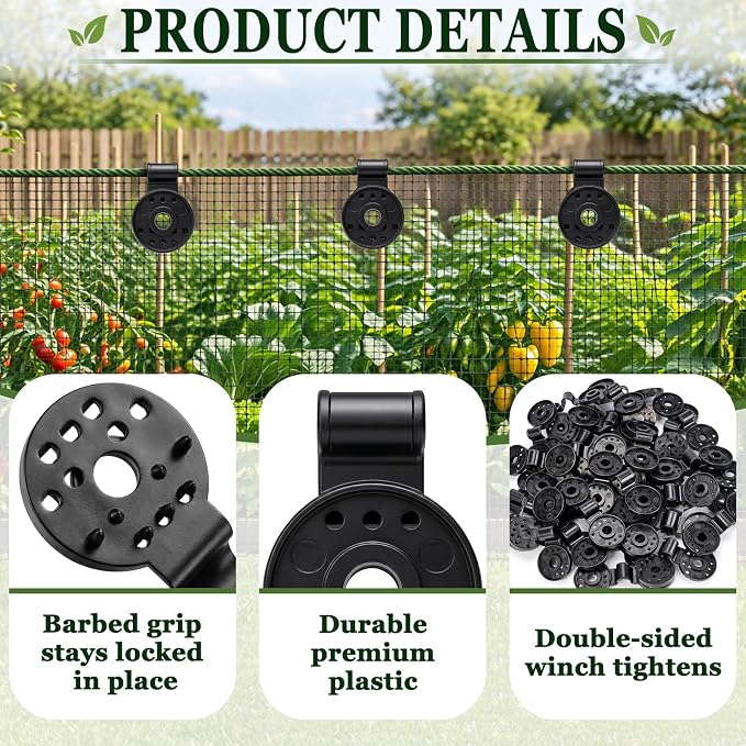 40 PCS Shade Cloth Clips, Plastic Shade Net Clips for Mesh or Thin Shade Fabric, Round Black Clips for Mesh Tarp, Bird Netting, Garden Netting and Sun Shade Cover