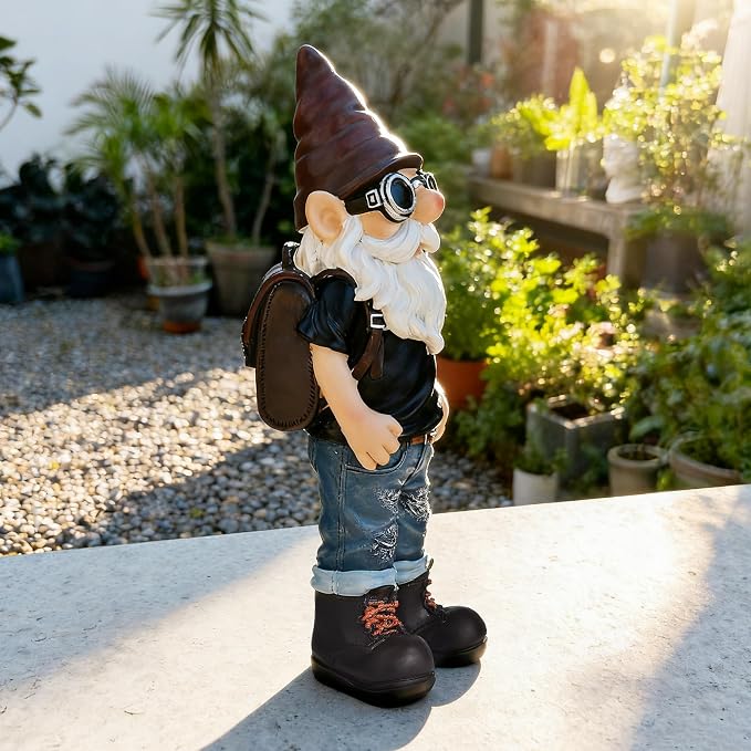 Garden Gnomes Statues for Yard Decorations Outdoor, Funny Carrying Traveling Bag Gnome Garden Lawn Figurines for Home Patio Yard Decor Indoor, Gardening Housewarming Gift