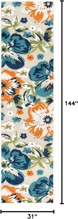 Rugshop Multi Bergamo Floral Indoor/Outdoor Runner Rug Machine Washable for Hallway, Entryway and Kitchen, 2'7" x 12'