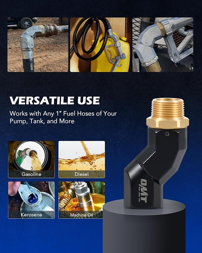 Orion Motor Tech 1" NPT Fuel Hose Nozzle Swivel, 1" Dual NPT Fuel Transfer Pump Nozzle Swivel, Multi Plane 360 Rotating