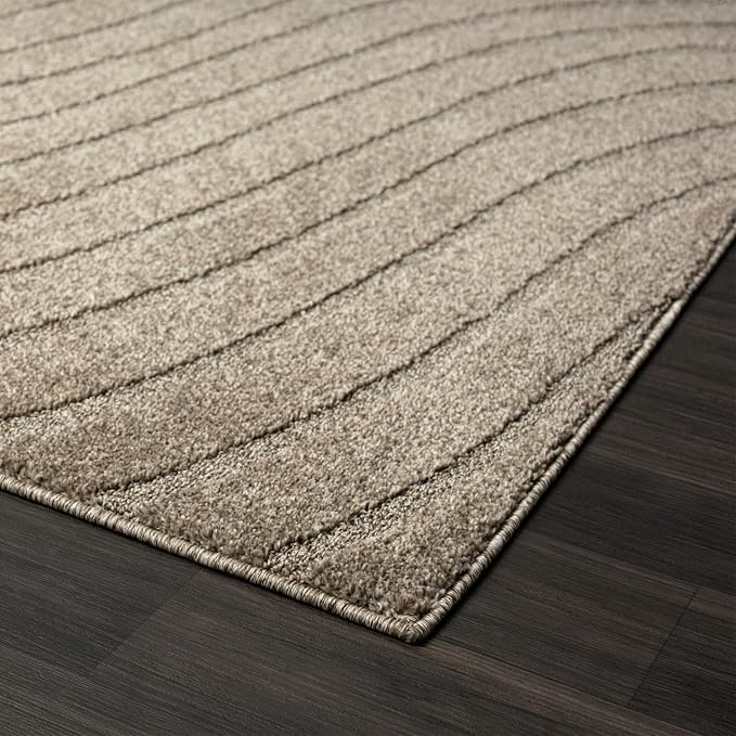 LUXE WEAVERS Modern Geometric Wave Taupe 8x10 Area Rug