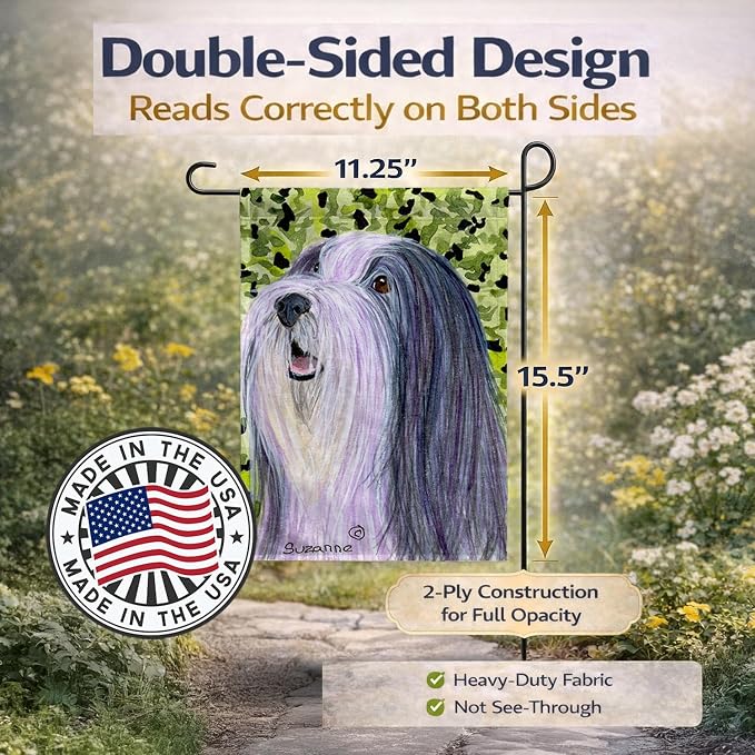 Caroline's Treasures SS8808GF Bearded Collie Garden Flag Mailbox Flag Decorative Yard Flag Banner Outside Patio Artwork Yard Flower Beds, Garden Size, Multicolor