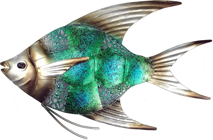 JOYBee 12.5inch Coastal Ocean Sea Metal Fish Wall Art Decor -Christmas Decorations-Perfect for Coastal，Nautical，Beach，or Boat Decor-Metal Wall Decor-For Garden Home Patio Bathroom Kitchen