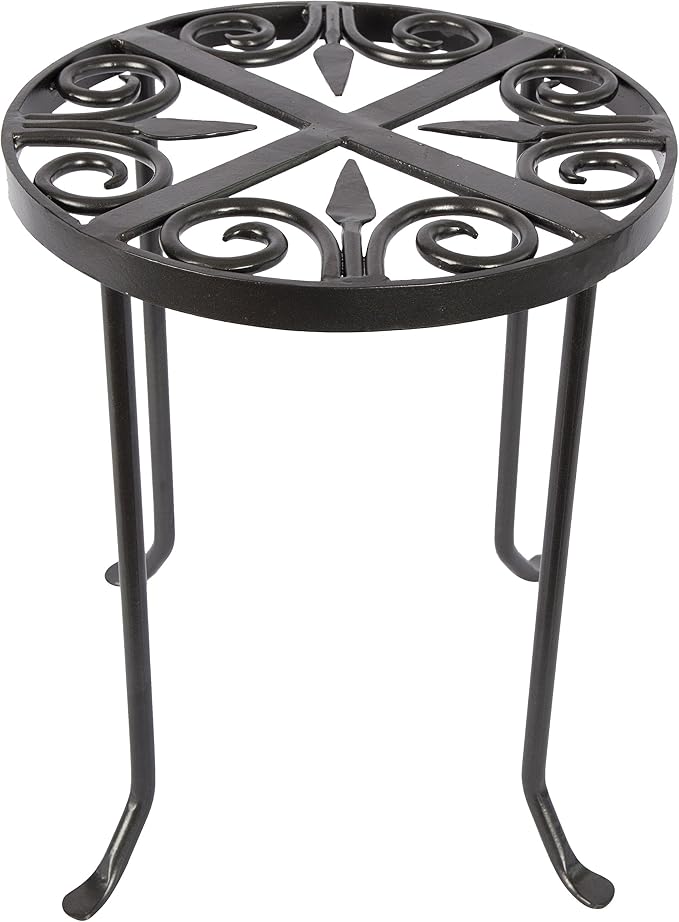 Achla Designs VTT-01 Round Trivet Wrought Iron Plant Stand, Graphite