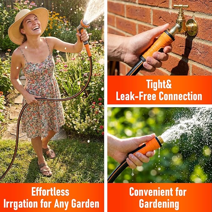 Garden Hose 3ft x 5/8", Heavy Duty Water Hose, Flexible and Durable, Kink Resistant Lightweight Hybrid Hose, Leakproof Yard Hose with Male to Female Fittings