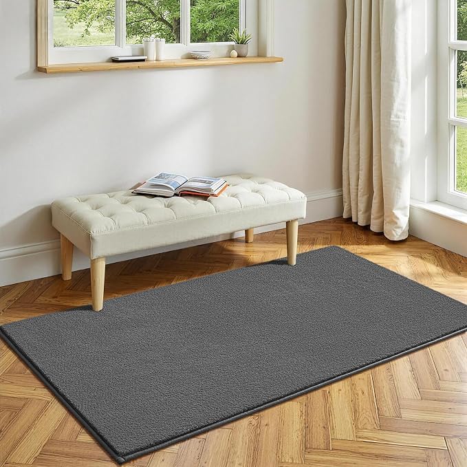 Vasofe 2x4 Hallway Runner Rug,Runner Rug Non Slip, Memory Foam Bedside Rugs | Indoor Thickened Carpet for Bedroom Dorm Kids Boys Room, Washable Medium Pile Shag Fluffy Carpets for Entrance Kitchen, Grey