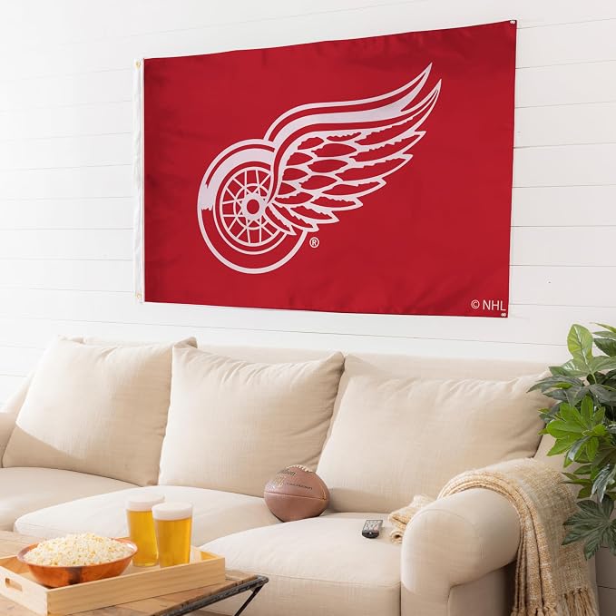 Team Sports America NHL Detroit Red Wings 3' x 5' Outdoor Flag with Grommets, Heavy Duty Flag & Banner for Outdoor Garden Patio, Indoor Wall Decor, Works with Flag Poles for Outside House