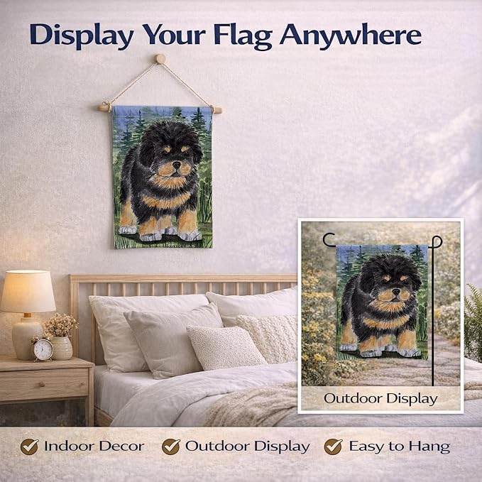 Caroline's Treasures SS8031GF Tibetan Mastiff Garden Flag Mailbox Flag Decorative Yard Flag Banner Outside Patio Artwork Yard Flower Beds, Garden Size, Multicolor