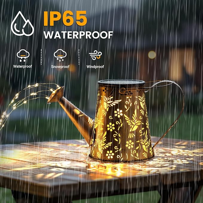 Solar Lights Outdoor Decor, Perfect Gardening Gift for Mom Women Grandma, Thoughtful Birthday Present, Hanging Lanterns Watering Can Lights for Garden, Yard, Porch, Patio Backyard Decoration