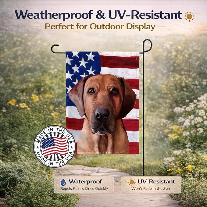 Caroline's Treasures CK6463GF Broholmer Dog American Flag Garden Flag Mailbox Flag Decorative Yard Flag Banner Outside Patio Artwork Yard Flower Beds, Garden Size, Multicolor