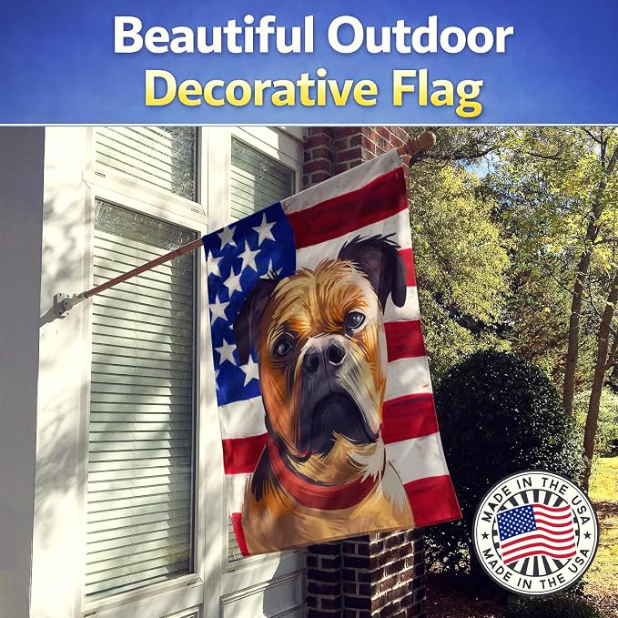 Caroline's Treasures CK6641CHF Perro de Presa Mallorquin American Flag House Flag Large Porch Sleeve Pole Decorative Outside Yard Banner Artwork Wall Hanging, Polyester, House Size, Multicolor
