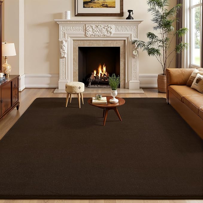 Amearea Large Area Rugs for Bedroom Living Room, 6x9 Brown Memory Foam Rug | Thickened Fluffy Indoor Washable Rugs Non Slip Minimalist Carpet for Boys Girls Dorm Nursery Room Decor