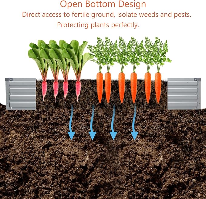 zunatu 6x3x1ft Galvanized Raised Garden Bed,Outdoor Planter Box Metal Patio Kit Planting Bed for Vegetables Flowers and Succulents, Silver
