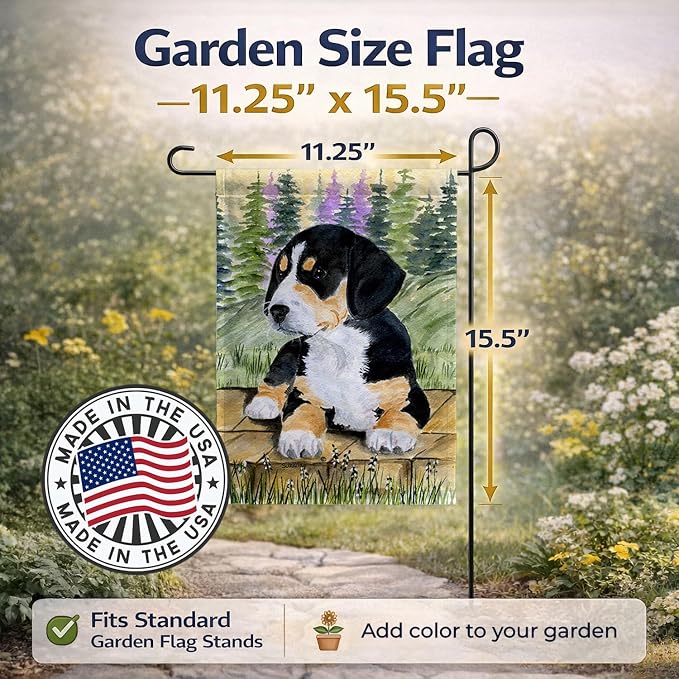 Caroline's Treasures SS8132GF Entlebucher Mountain Dog Garden Flag Mailbox Flag Decorative Yard Flag Banner Outside Patio Artwork Yard Flower Beds, Garden Size, Multicolor