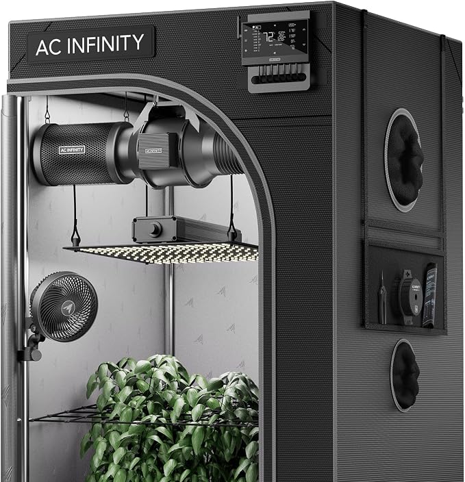 AC Infinity AI Grow System Compact 2x2, 1-Plant Kit w/ AI Controller | Dynamic Airflow & LM301H LED Lighting Control, 2000D Mylar Tent w/ Lab-Tested Reflectivity, Largest Zippered Window