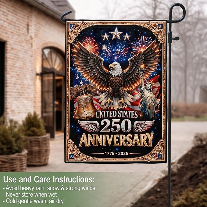 250th Anniversary Patriotic Design, 250 Anniversary Usa Flag, 1776-2026 Commemorative, Front And Back Print, Garden Flags For Outside 1 (12x18 Inch)