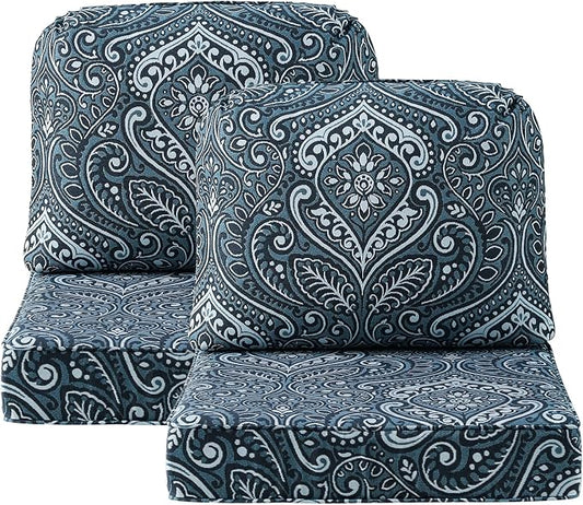 Outdoor Cushions for Patio Furniture Set of 2, 24"x24" Water Repellent Chair Cushions Removable Seat Bottom & Back Cushion Covers for Chair, Sofa, Couch, Damask Vine