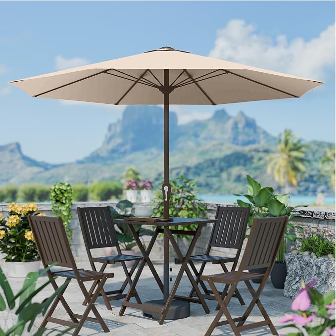 PatioKingdom 11FT Patio Umbrella,Outdoor Umbrella with Push Button Tilt and Crank,Market Table Umbrella with 8 Sturdy Fiberglass Ribs UV Protection