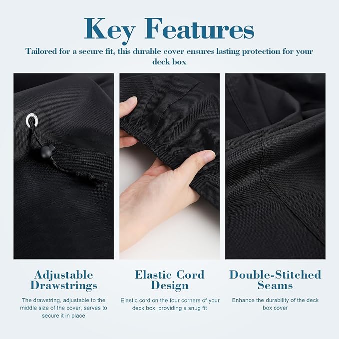Himal Deck Box Cover, Waterproof 600D Oxford, 63 x 30 x 28 in | Heavy-Duty 600D Fabric, Waterproof Protection, UV Resistant, Outdoor Storage Cover, Waterproof Outdoor Furniture Covers