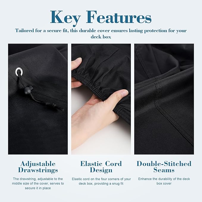 Himal Deck Box Cover, Waterproof 600D Oxford, 52 x 27 x 27 in | Heavy-Duty 600D Fabric, Waterproof Protection, UV Resistant, Outdoor Storage Cover, Waterproof Outdoor Furniture Covers