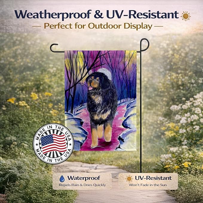 Caroline's Treasures SS1021GF Tibetan Mastiff Garden Flag Mailbox Flag Decorative Yard Flag Banner Outside Patio Artwork Yard Flower Beds, Garden Size, Multicolor