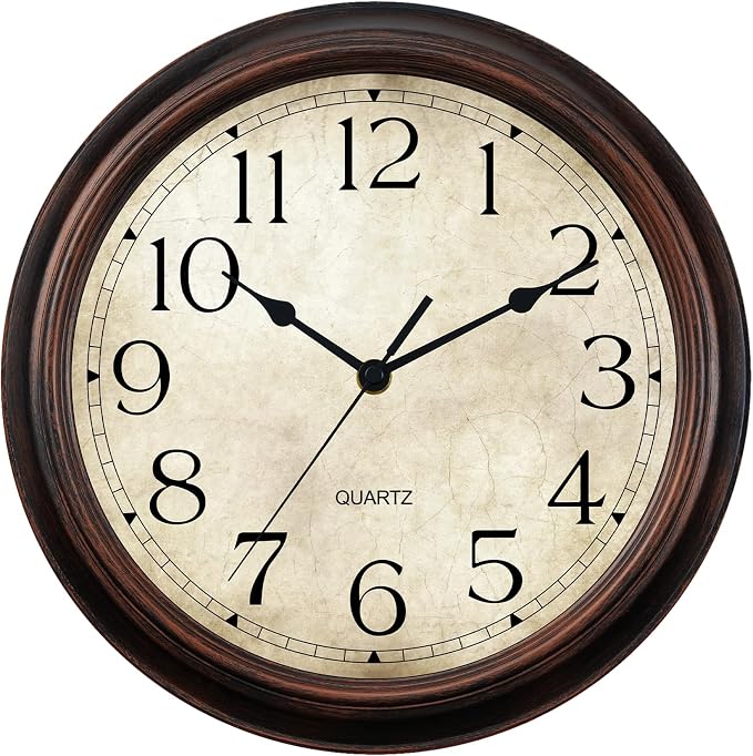 KECYET Wall Clock Battery Operated Vintage Silent Non-Ticking Analog Wall Clocks 16 Inch Small Retro Clock Decorative for Kitchen Bathroom Bedroom Home Office (Bronze)