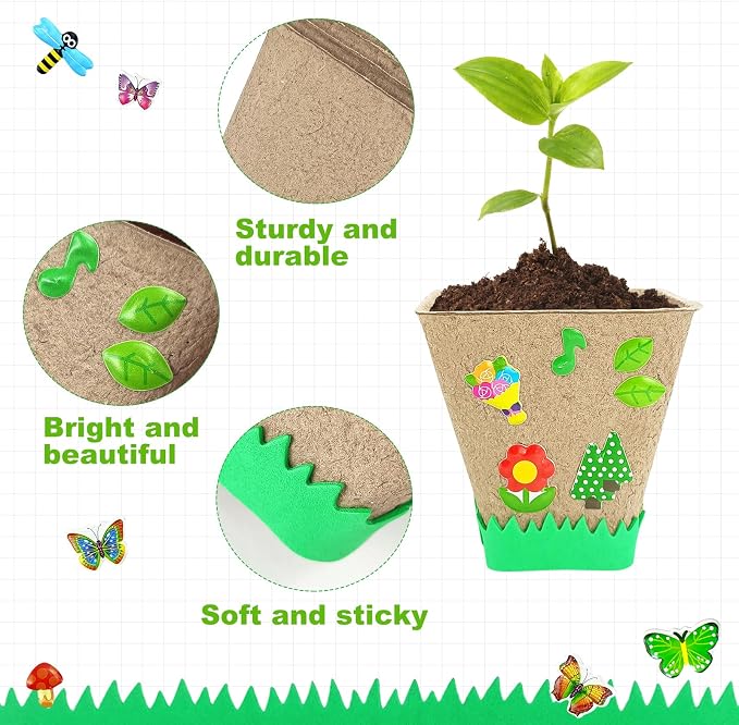 Garden Paper Pot Craft Kit | 40 sets Seed Starter | Spring Summer Kids DIY | Flower Pots Craft Kit For Kids; Earth Day Activities With Paper Pots, Stickers & Labels; Spring Crafts For Earth Day Fun