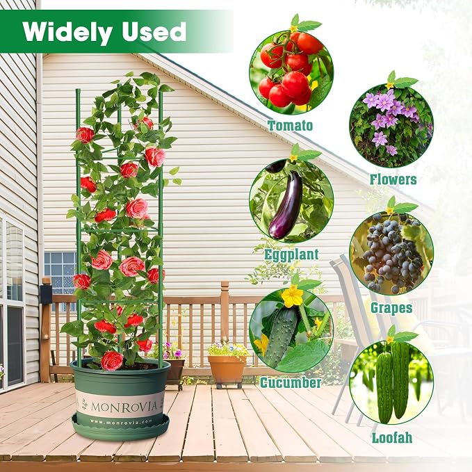 3 Pack Tomato Cages, 51.2in Tomato Plant Support Stakes Heavy-Duty, Garden Tomato Cages & Trellis for Climbing Vegetables, Tomatoes, Peppers, and Potted Plants(3)