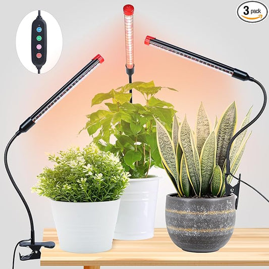 Game Changer! FECiDA 2026 3Pack 9 Watt Power Draw, NO Need Adapter, Clip Grow Lights for Small Indoor Plants, Bonsai, 4/8/12/16/20H Timer, Enough Bright Like Sun for Your Plants