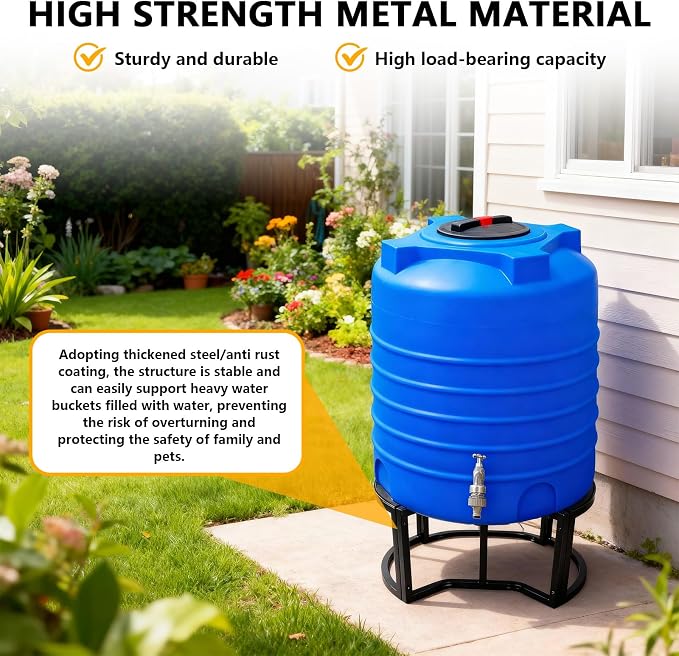 Stainless Steel Rain Barrel Stand - Fits 45/50/55 Gallon Tanks, Heavy Duty Water Collection Base.
