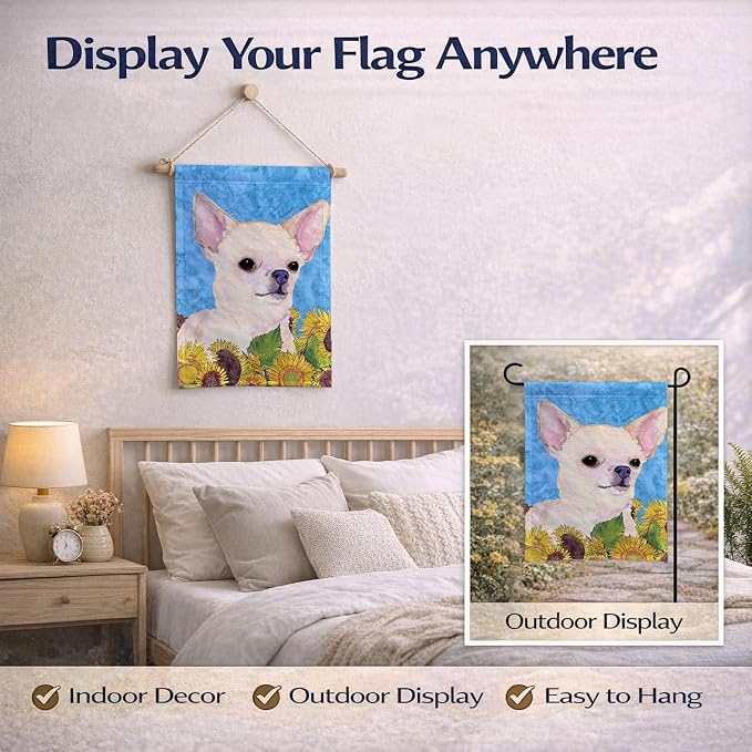 Caroline's Treasures SS4241GF Chihuahua in Summer Flowers Garden Flag Mailbox Flag Decorative Yard Flag Banner Outside Patio Artwork Yard Flower Beds, Garden Size, Multicolor
