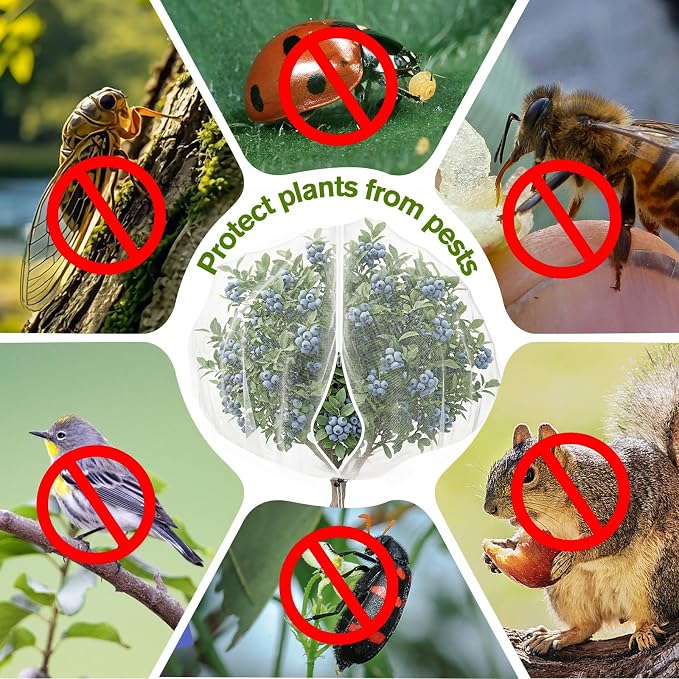 KEOHOLI 15FTx15FT Extra Large Fruit Tree Netting Reusable Durable Mesh Cover with Zipper and Drawstring for Fruit Tree Protection Cover from Birds Cicadas Squirrels and Insects