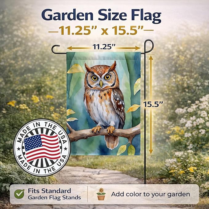 Caroline's Treasures Elf Owl Garden Flag Mailbox Flag Decorative Yard Flag Banner Outside Patio Artwork Yard Flower Beds, Garden Size, Multicolor