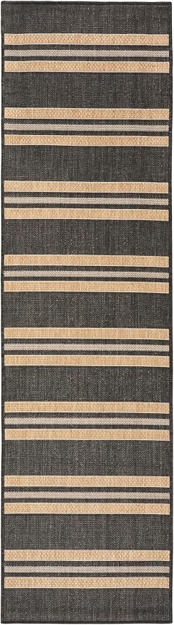 Nourison Home Horizon Indoor/Outdoor Charcoal 2'2" x 8' Area Rug - Easy Clean, Non Shedding, Bed Room, Living Room, Dining Room, Kitchen (8' Runner)
