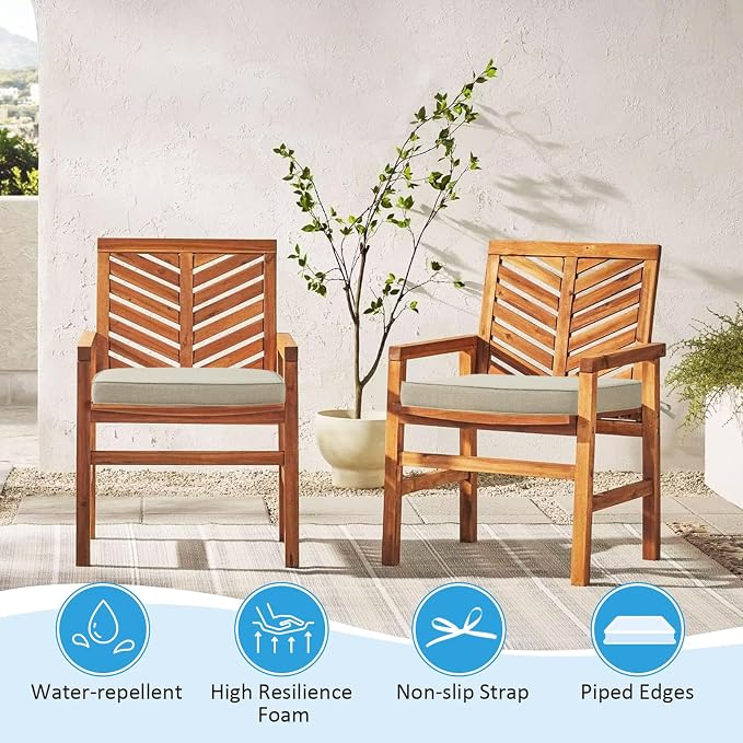 17 x 16 Inch Outdoor Chair Cushions with Tie Straps, Set of 4 Thick Water Repellent Round Patio Chair Pads for Garden Lawn Patio Furniture, Linenweave Tan