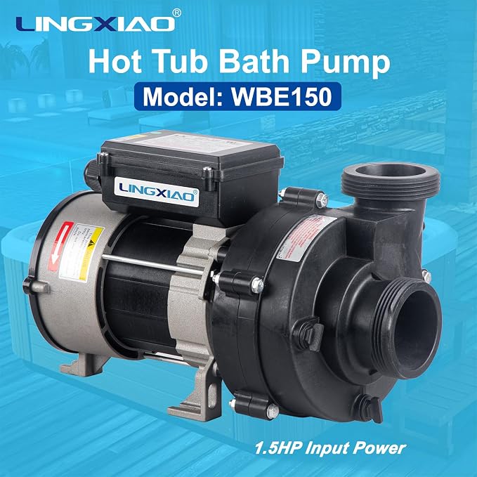 Hot Tub SPA Pump, Wow Pump 1.5HP, 220-240V, 2-inch Plumbing, Compatible with OEM#1016037 - (Model: WBE150)