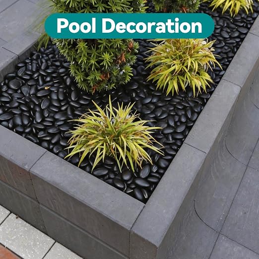 30 lbs Black Rocks for Planters, 1"-2" Decorative Rocks for Potted Plants, Polished Garden Stones for Outdoor Landscaping, Walkways, Yard, River Rocks for Flower Pots, Vase