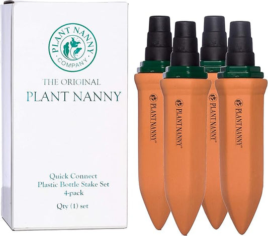 Plant Nanny Quick Connect Plastic Bottle Stake Set (4 Pack)