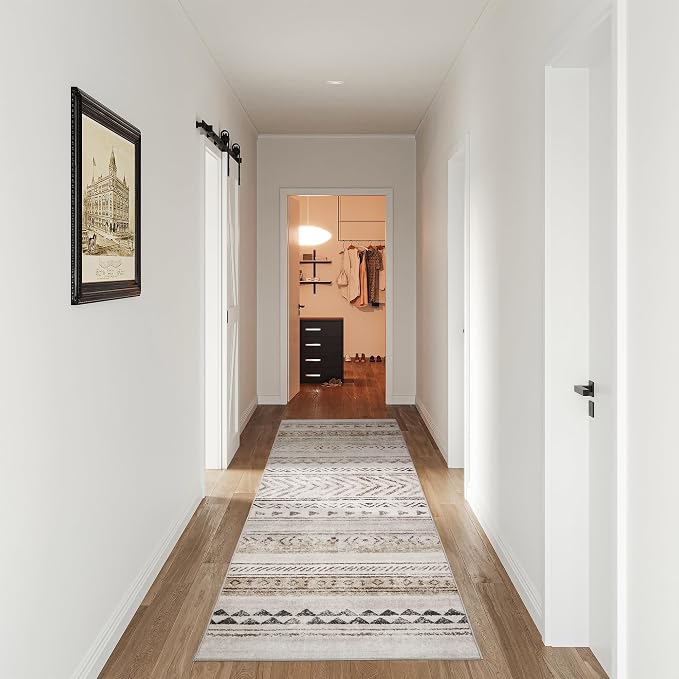 Art&Tuft 2'6"x8 Runner Rug Non Slip, Washable Rug Runners for Hallways,Brown