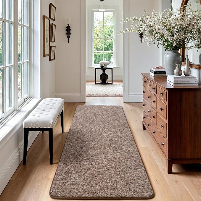Keeko 2x6 Area Rugs for Living Room,Soft Washable Memory Foam Bedroom Rug | Indoor Throw Rug Low Pile Minimalist Non Slip Carpet for Kids Nursery Classroom Dorm Room Home Decor Brown and White