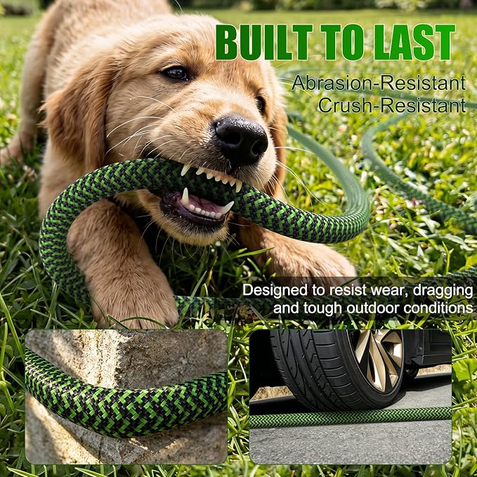 NON-EXPANDABLE Garden Hose 25ft x5/8'', Heavy Duty Flexible Water Hose with 10-Function Sprayer, Lightweight, Leak Proof, Durable Fabric Skin, Pressure Resistant for Yard, Outdoor