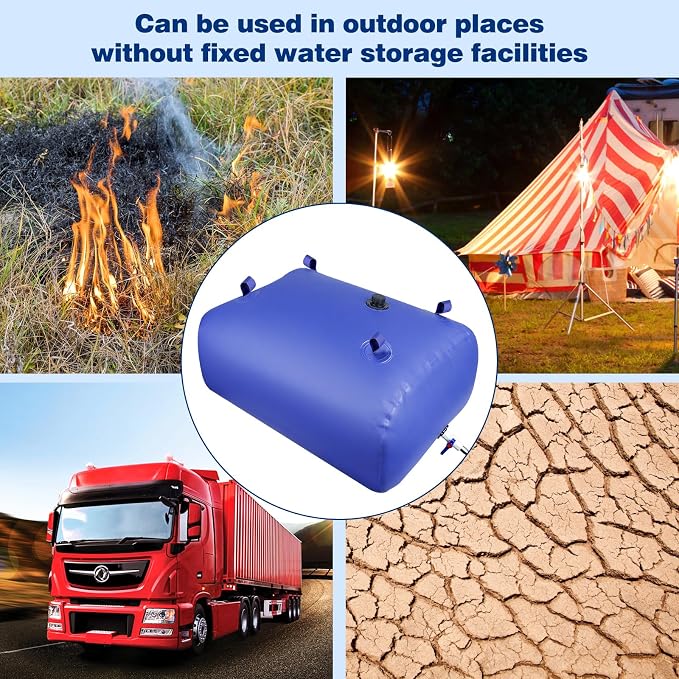 Heavy-Duty Water Storage Bladder - 264.2Gal/1000L with Stainless Steel Fittings, Leak-Proof & Durable Cistern – Portable Tank for Emergency, Farming, Camping, and RV Use